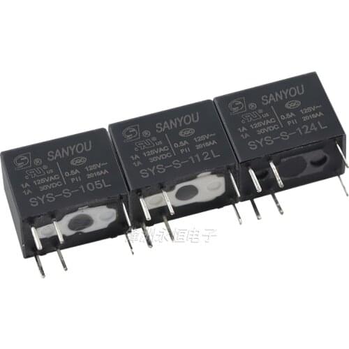 10PCS/Lot SYS-S-105L/SYS-S-112L/SYS-S-124L 5V/12V/24V 6Pin Relay