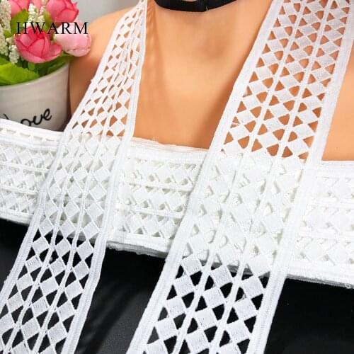 20yard 4.8cm Geometric Rectangle Bar Code Lace Fabric Ribbon Diy Sewing Trim Clothing Dress Accessories Water Soluble Wedding