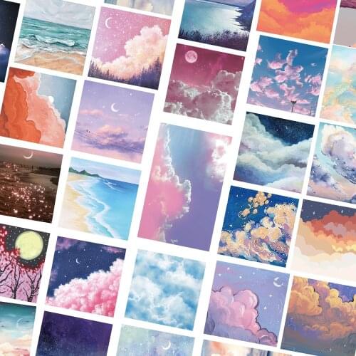 50pcs colourful Landscape Stickers Gift For Girl Beautiful Scenery Poster Decal Sticker To DIY Notebook Laptop Guitar