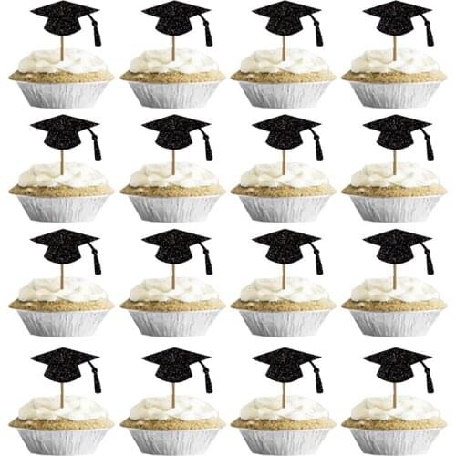 50PCS Graduation Hat Cupcake Toppers Cake Topper Cupcake Topper Toppers Insert Bachelor Cap Party Cake Decor For Graduation