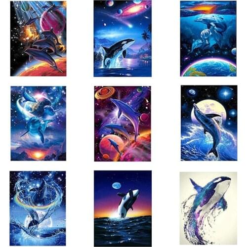 5D Diamond Painting Kits for Adults Whale Dolphin,Diamonds Art Galaxy Planet, Animal Rhinestone Craft Canvas for Home Wall Decor