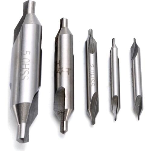 6pcs 60 Degree HSS Combined Countersink Center Drill Bits 1-5mm For Power Tools