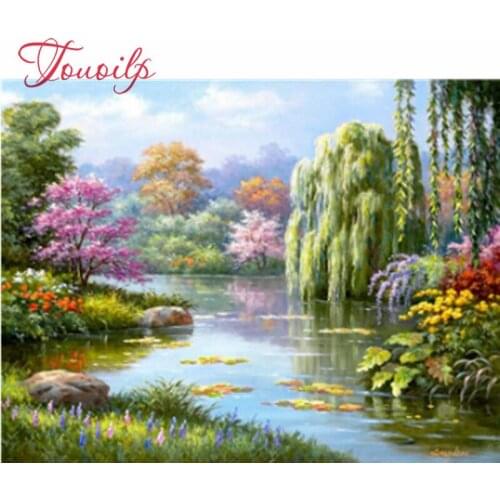 Diamant broderie printemps arbre paysage plein carré perceuse diamant peinture point de croix strass