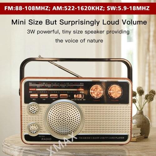 Retro Wireless Bluetooth RADIO FM AM Portable Plug-in Card High Quality Wooden MP3 Radio with USB TF Card AUX Classic Style