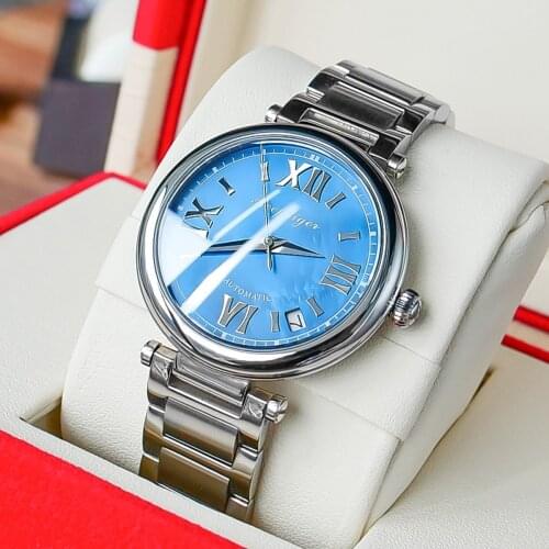 Reef Tiger/RT 2020 Top Brand Luxury Ladies Watch Sapphire Automatic Watch for Women Blue Dial Steel Bracelet Watches RGA1595