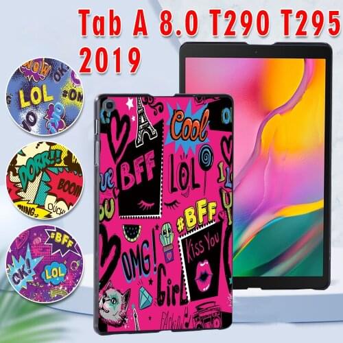 Case for Samsung Galaxy Tab A 8.0 (2019) T290 T295 Printed PC Plastic Protective back Tablet shell Cover + Free Stylus