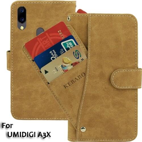 Vintage Leather Wallet UMIDIGI A3X Case 5.7" Flip Luxury Card Slots Cover Magnet Stand Phone Protective Bags
