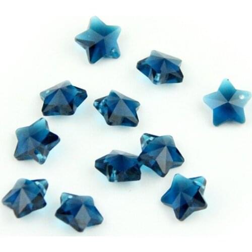 Best Sale Zircon Blue 100pcs 14mm Crystal Star Beads Diy Beads ,Crystal Chandelier Beads Garland Strand Curtain Decoration