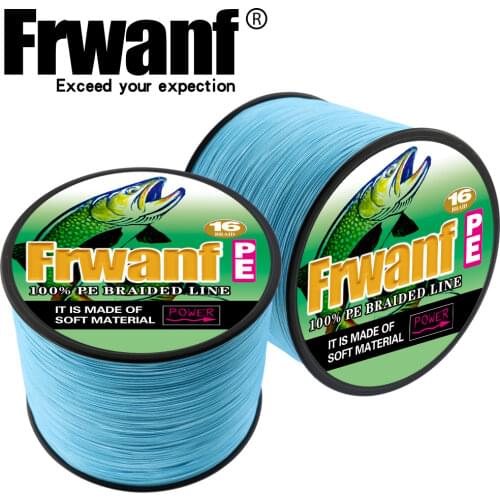 Frwanf 16 Strands 500m Braided Fishing Line Hollowcore Multifilament Line Braided Wire for River Fishing 20-500LB Blue