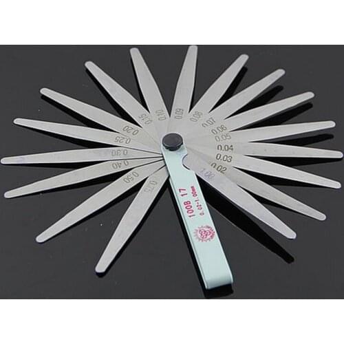17 Blades Spark Plug Thickness Gap Metric Filler Feeler Gauge Metric Measurement 0.02 to 1mm Steel Measuring Tools 100mm