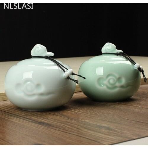 Ceramic Tea Jar Creative Celadon Tea set Tea Set Pu'er Tea Jar Portable Tea Seal Can Household Tea Set Accessories WSHYUFEI
