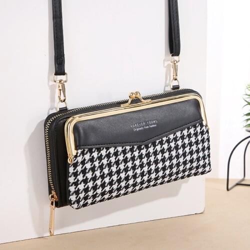Classic Multi-function Women Buckle Purse Female Large Capacity Lozenge Pattern Messenger Bag Lady Fashion Leather Shoulder Bag