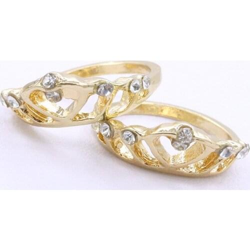 Royal Style Hollow Crown Shiny Clear Crystal Golden Rings for Women Fashion Ring