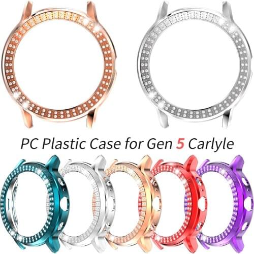 Fashion Two Rows Diamond PC Bumper for Fossil Gen 5 Carlyle Watch Case Bling Lightweight Cover for Gen5 Hard Frame Accessories