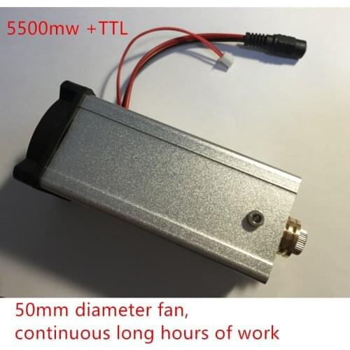 5500mW Blue-violet Laser Module Parts 5.5W for Laser Engraving Machine High-power wave length 450nm focus adjustable