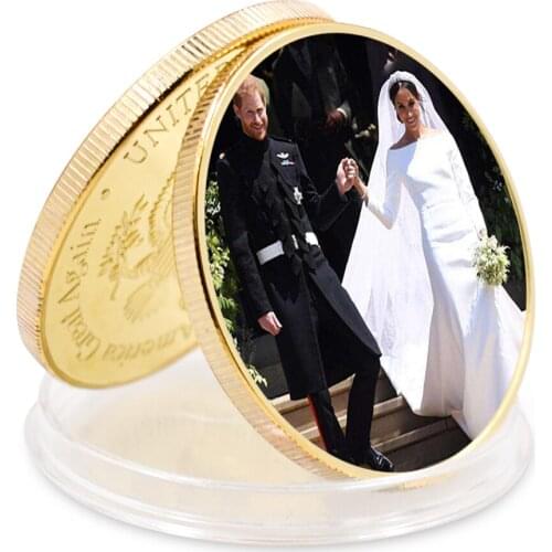 Challenge Coin Valentines Day Present Prince William and His Wife Gold Plated Coin Art Ornament Home Decor Collection