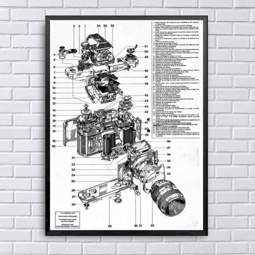 MT2391 Nikon Camera Structure Chart Poster Painting Art Poster Print Canvas Home Decor Picture Wall Print