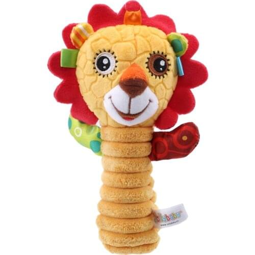 Cartoon Baby Rattles Bibi Sticks Soft Panda Lion Monkey Plush Hammer Crib Bed Hanging Animal Doll Kids Toy For Newborn Baby