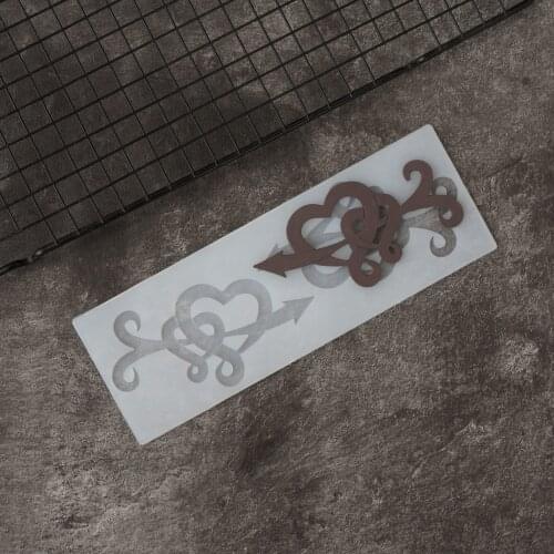 Arrow Through Heart Shape Chocolate Stencil Mold Cake Decoration Double Hearts Love Shape Transfer Sheet Silicone Chablon