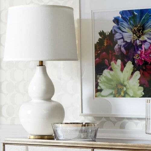 American Ceramic Table Lamp White Gourd Bedroom Bedside Lamp Dimming Warm Modern Simple Creative Fashion Remote Control