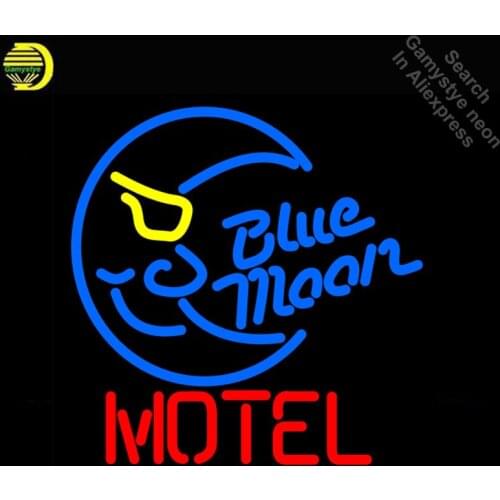 Neon Sign for Blue Moon Motel Neon Bulbs sign handcraft neon light wall lampara neon tube Decorate Room handmade anuncio luminos