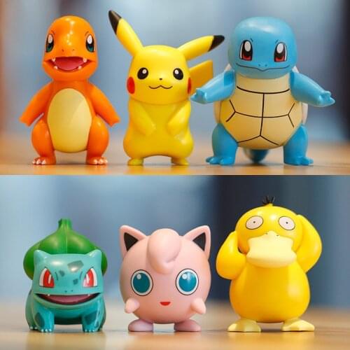 New Anime Pokemon Pikachu Charmander Psyduck Squirtle Jigglypuff Bulbasaur Bulbasaur Anime Figures Toys Model Kawaii Kids GIft