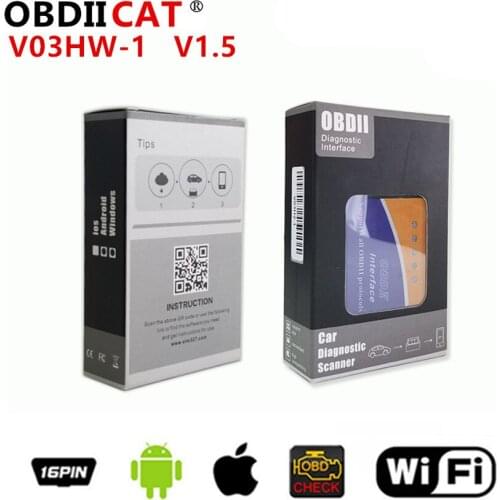 OBDIICAT WiFi elm 327 v1.5 V03HW Auto Fault Diagnostic Scanner Interface elm 1.5 OBDII Vehicle Scan Supports OBDII Protocols
