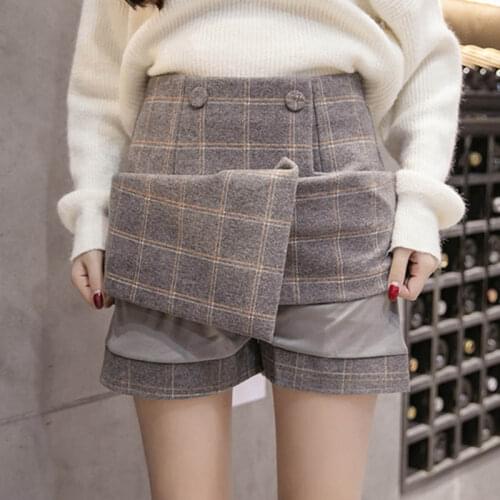 Autumn Winter Plaid Wool Skirt Womens Short Skirt Mini A-line Harajuku Woolen Skirts Vintage Office Ladies Jupe Femme Saia