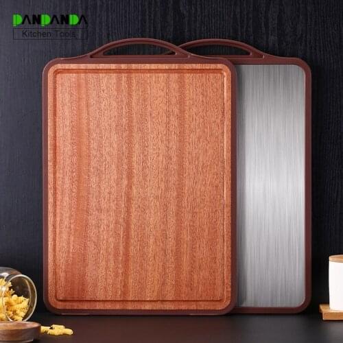 PANPANDA Kitchen cutting board Ebony chopping block antibacterial stainless steel double-sided multi-functional chopping board