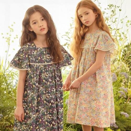 Casual Print Ruffles Dresses 2-16 Year Dress For Girls Summer Beach Holiday Dress Mama and Kids Sister Clothing Vestidos 139