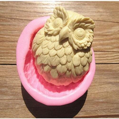 Silicone Owl Shaped Sugarcraft Fondant Soap Mold 3D Owl Cake Mold For DIY Cake Decorating Baking Mould Random Color