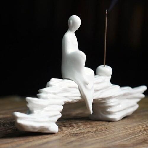 BUDDHA STATUE WHITE PORCELAIN INCENSE BURNER CERAMIC CREATIVE SIMPLE CENSER BEDROOM INCENSE TEA CEREMONY PORTRAIT DECORATION