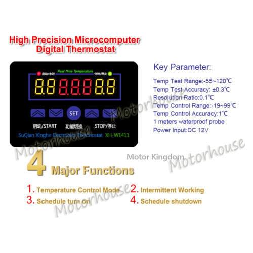 DC12V LED digital thermostat, temperature control switch -19~99,three-display multifunctional temperature controller