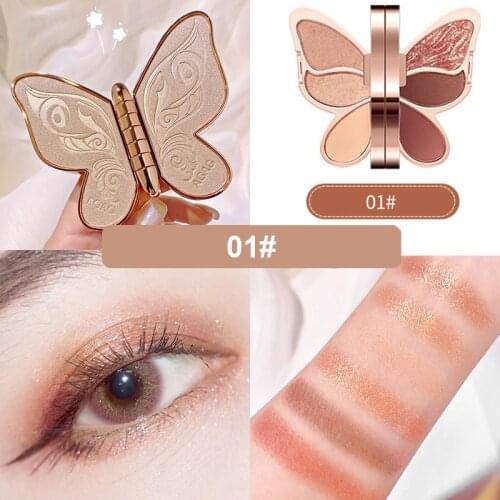 AGAG Butterfly Plate 6-color Eyeshadow Pearle Glitter Matte Earthy Color Velvety Touch Eye Nude Makeup Sequins Mermaid Cosmetics