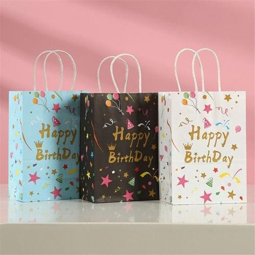 Packaging Printed Pattern Cake Balloon Kids Boy Girl Baby Shower Cartoon Happy Birthday Gift Paper Bags Candy Bag