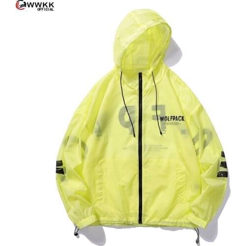 WWKK 2021 New Summer UV Protection Jacket Mens Windbreaker Brand Spring Autumn Fashion Zipper Casual Hooded Jacket Male