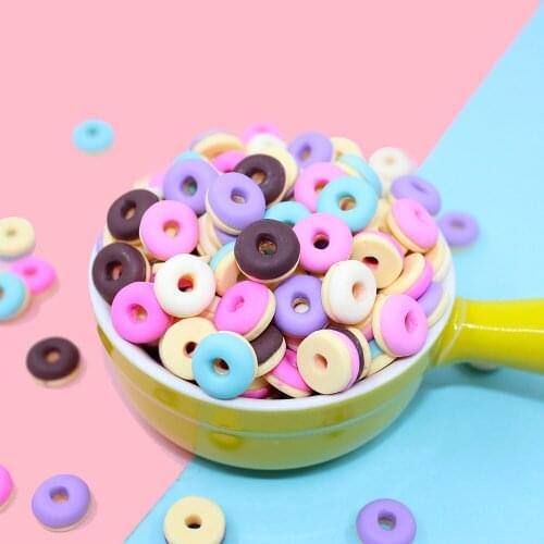 10pcs 12mm Resin Kawaii Mini Donut Charms Colorful Food Pendants for DIY Jewelry Making Phone Shell Decor Hair Accessories