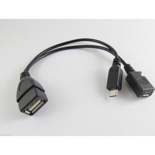 10pcs Micro USB Host OTG Cable + USB Power 14.5cm