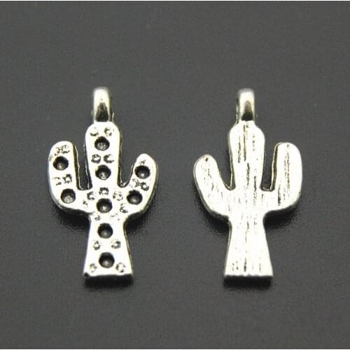 10pcs Silver Color Cactus Charms Pendants For Jewelry Making DIY Handmade Craft A2189