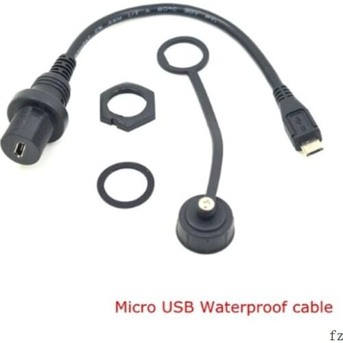 100 Pcs Micro USB 2.0 IP67 Waterproof Cable Panel Mount Connector Micro-USB 5pin Male to Female Extension Cable