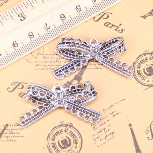 6pcs Charms bow-knot bow 44x23mm Antique Pendants,Vintage Tibetan Silver Jewelry,DIY for bracelet necklace