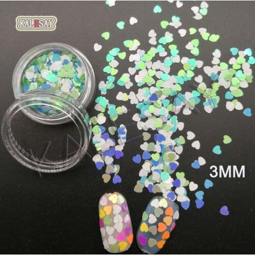 3mm Heart Nail Sequins Ultrathin Red Blue Glitter Flakes Laser Nail Art Paillette DIY Nail Decor Manicure Love Design Tips