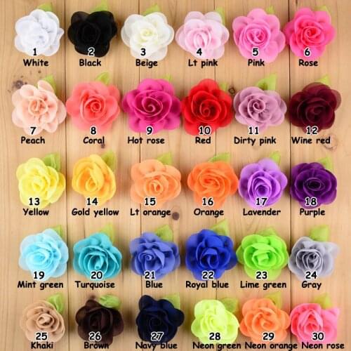 30 pcs/lot ,2.2 " hair accessories Chiffon Flower,headbands chiffon hair Flower ,(16 colors for choose )
