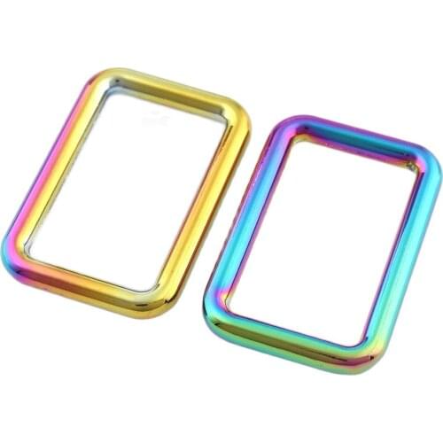 4pcs 1.6inch Rainbow Heavy Duty Thickness Square D Ring Buckle 40mm Belt Ribbon Buckles For Backpacks Cat Collar DIY Accessory