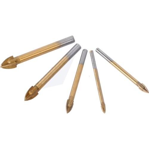 5 pcs/lot,Cross drill for cement, ceramics, ceramic tile, granite, glass, Reamer,Titanium plating,5/6/8/10/12mm