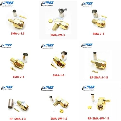 5pcs/lot SMA-J-JW-RP-1.5-3-5 right angle bending male inner screw inner needle inner hole 50-3RG316RG58 wire connector