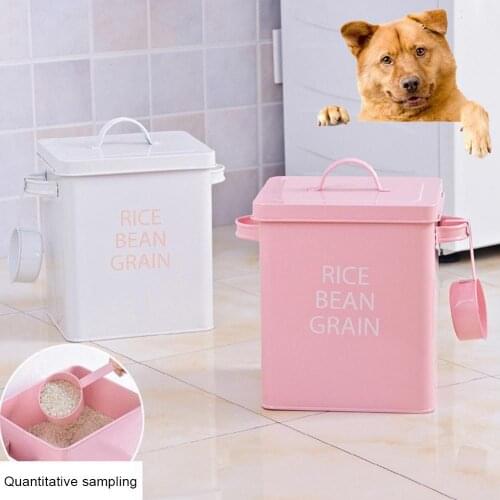 50%HOTRice Bucket Pet Dog Food Sealed Storage Tank Moisture-proof Barrel with Spoon