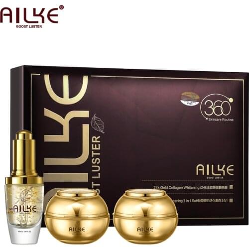 AILKE 24K gold facial essence glycerin liquid toner face skin cream whitening vitamin c brightening moisturizing beauty sets