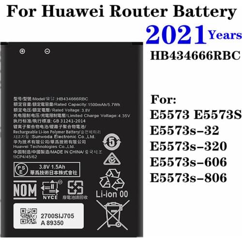 2021 For Huawei E5573s-606 E5573s-806 E5573s-32 E5573s-320 E5573 E5573S Router Battery HB434666RBC 1500mAh Replacement Batteries