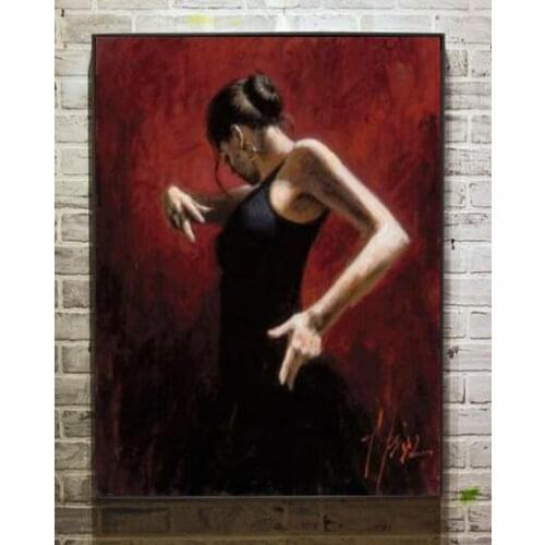 Free shipping nice oil painting 100% hand-painted Spanish flamenco dancers tango sex girl damcing for bedroom D008